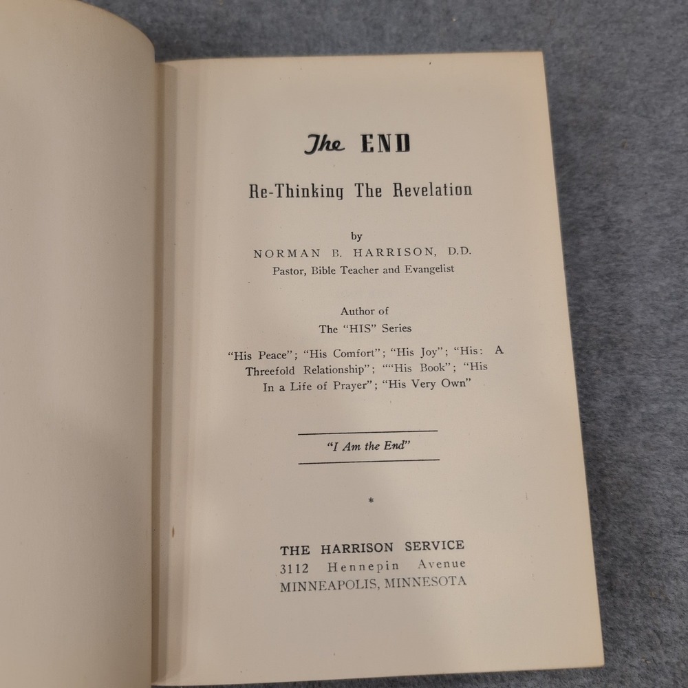 The End Re-Thinking The Revelation Norman B Harrison 1941 HC Fold-Out Chart - Picture 2 of 5
